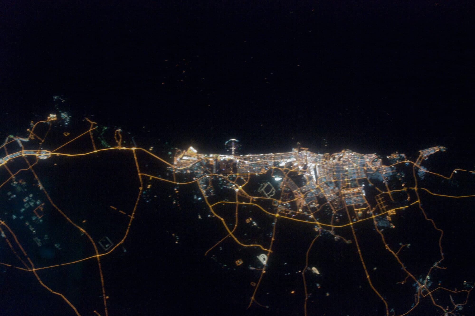 Aerial view of the city at night