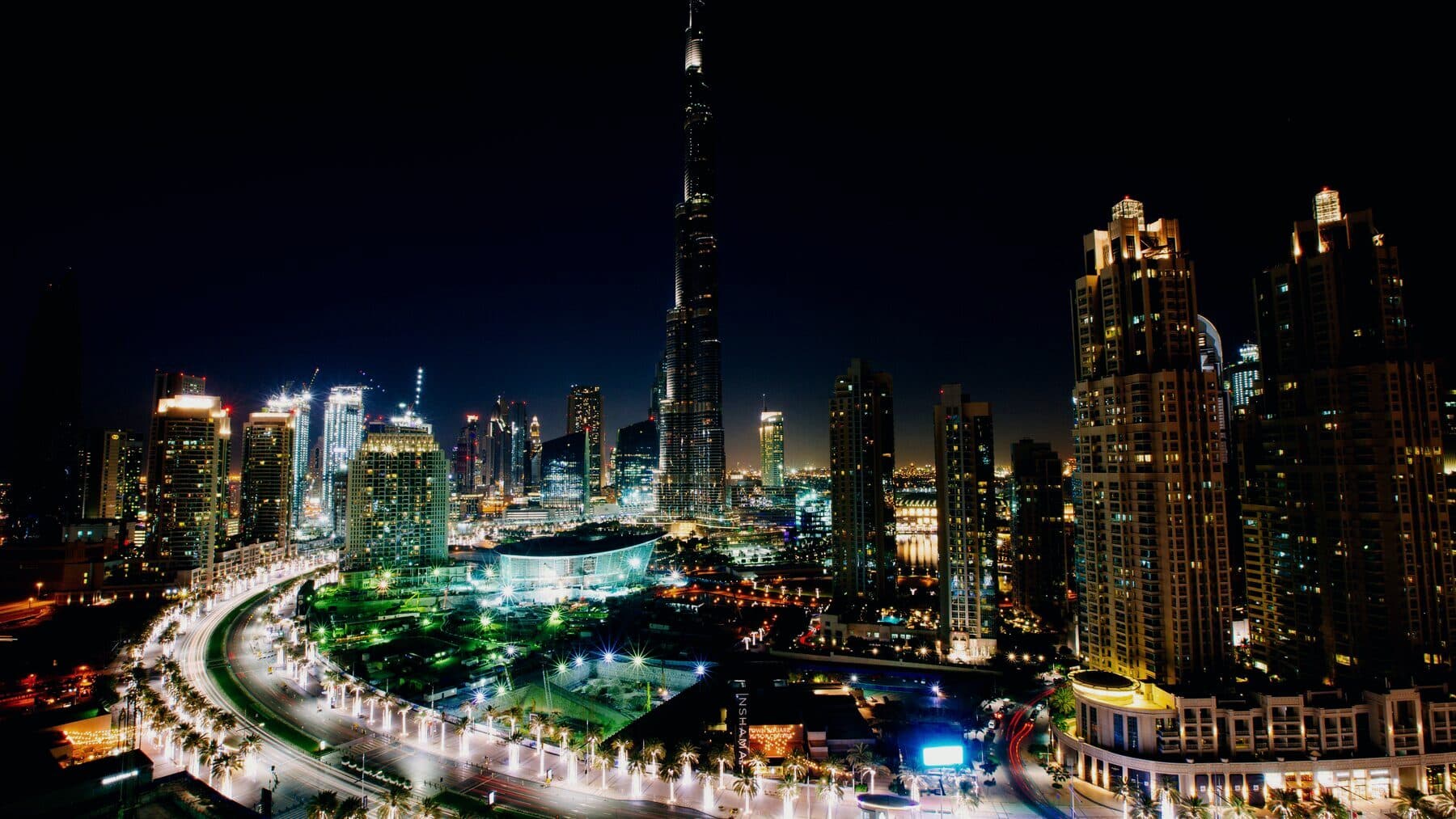 Downtown Dubai at night